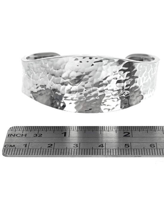 Hammered Cuff Bracelet in Sterling Silver